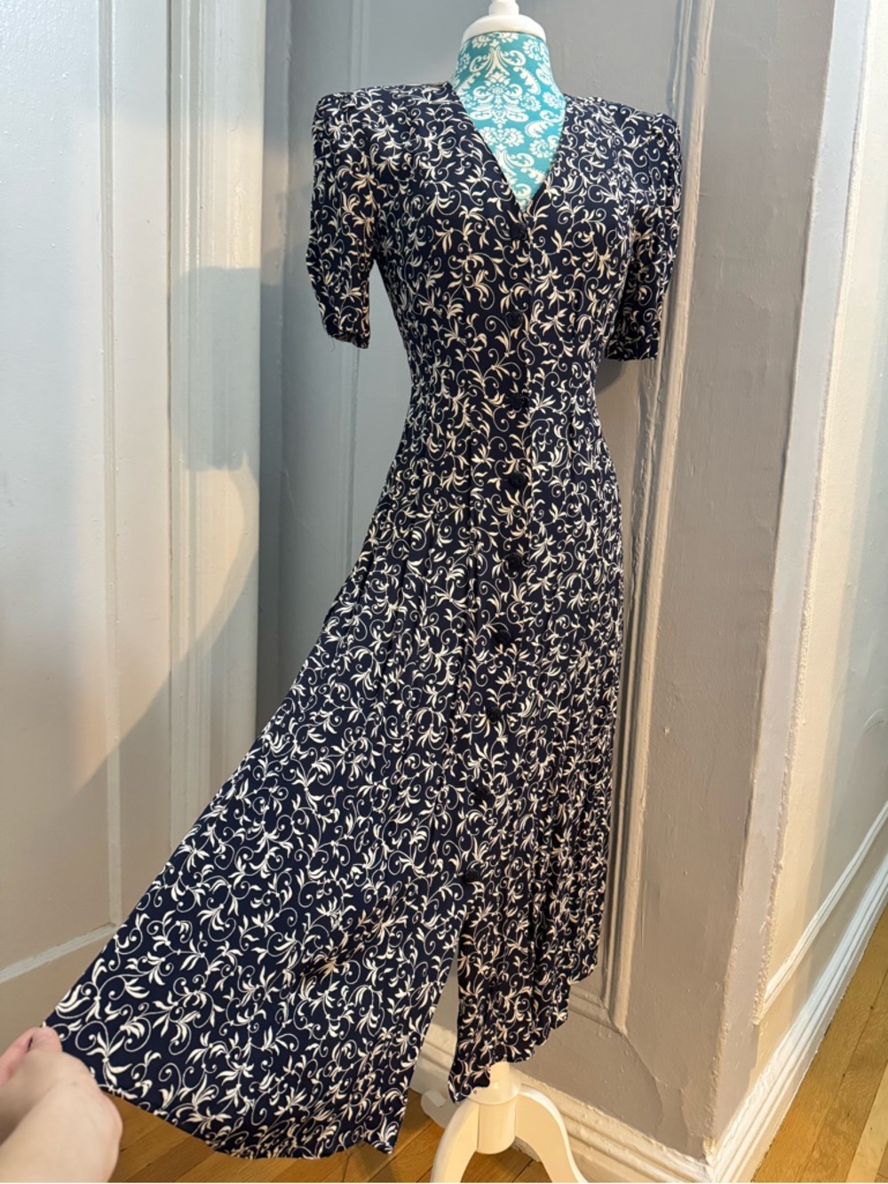 Vintage 90s Express Campagnie Internationale Floral Maxi Rayon Dress